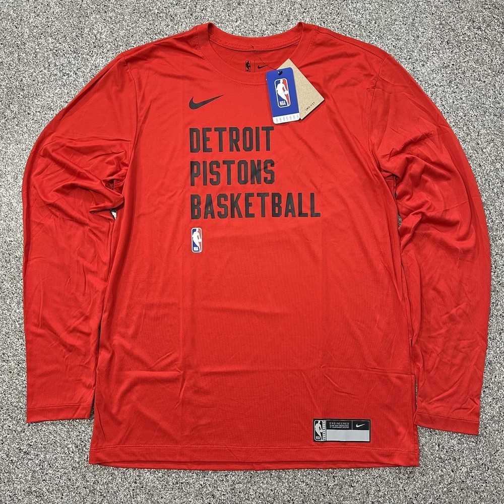 Nike Detroit Pistons Team Issued Shooting Shirt Long Sleeve Mens L PE Warm Up